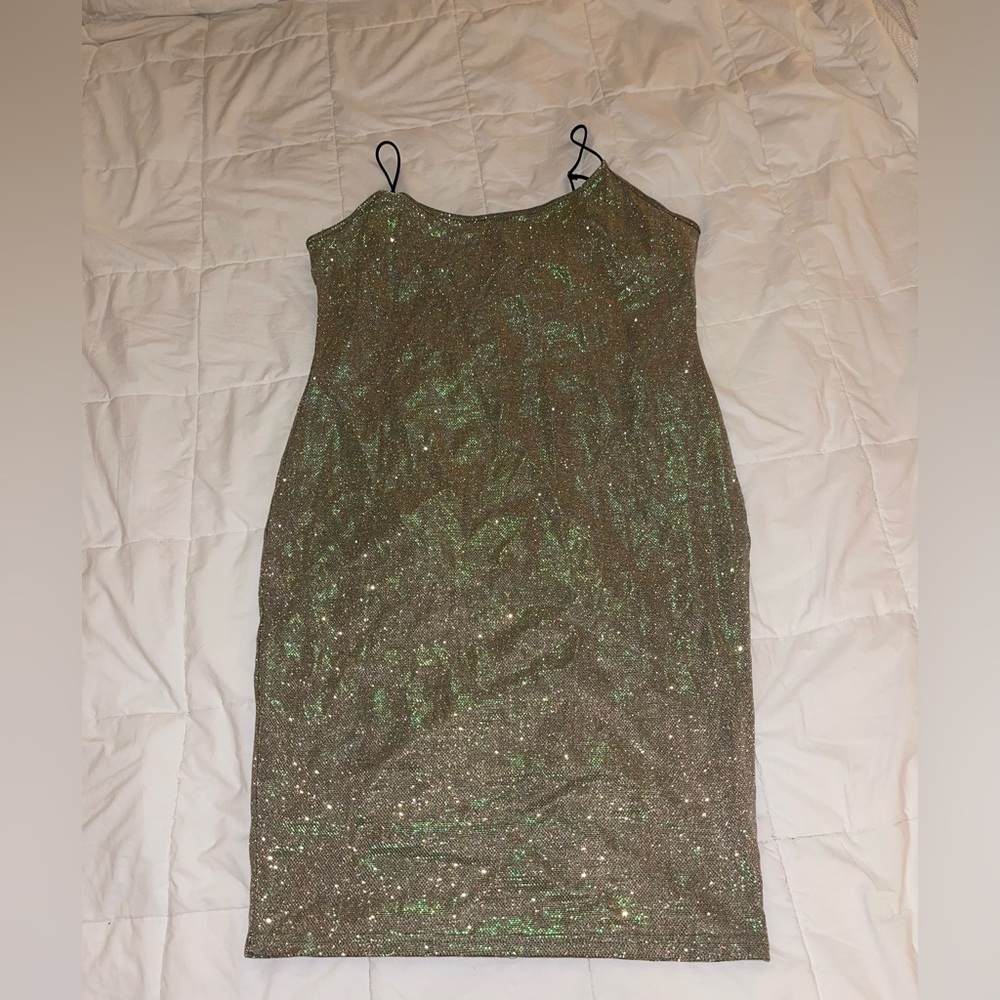 Rebdolls Strapless Green and Gold Dress 1XL